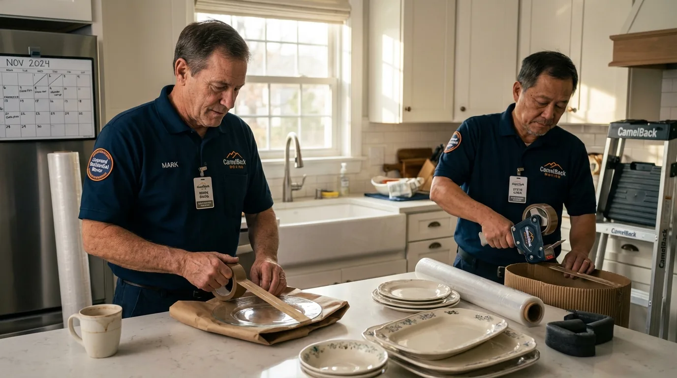 Professional crew packing kitchen dishware in Humboldt, KS